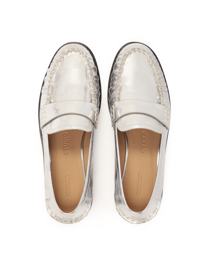 Srebrne półbuty w stylu loafersów  CAHOKIA