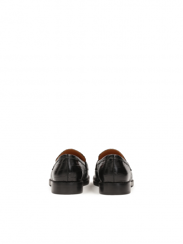 Czarne klasyczne loafersy z tłoczonej skóry IVESDALE