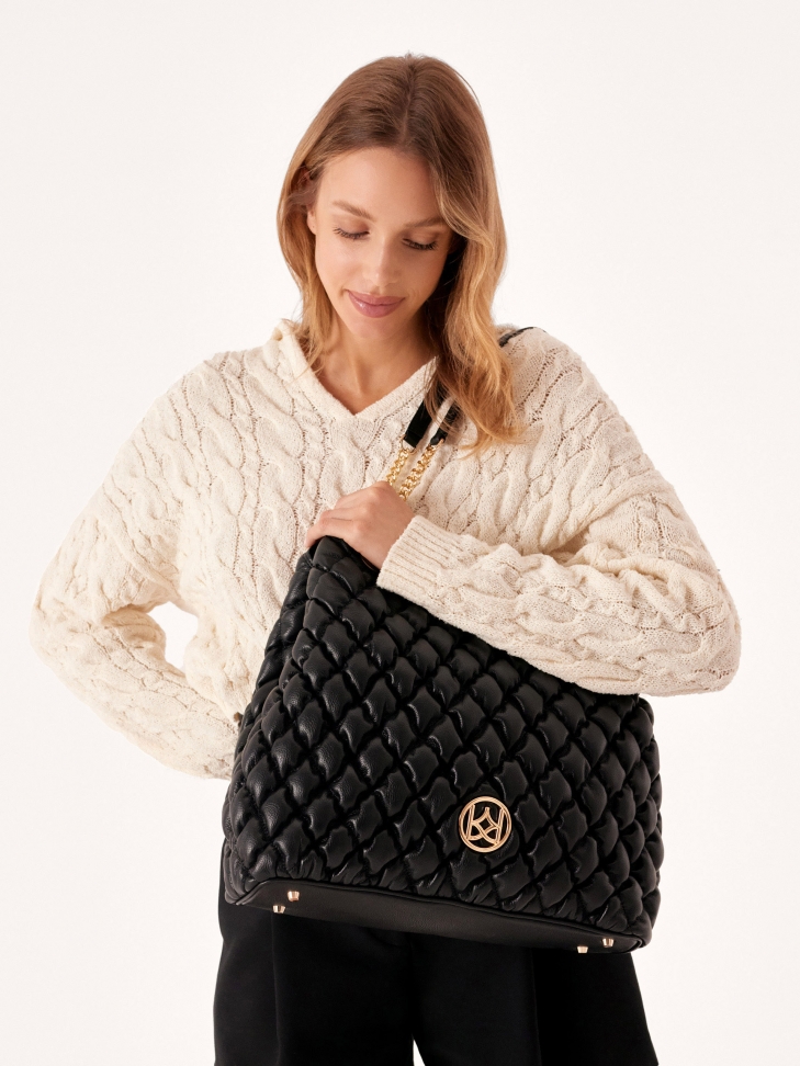 Duża pikowana torebka z uchwytami na ramię  EVELA