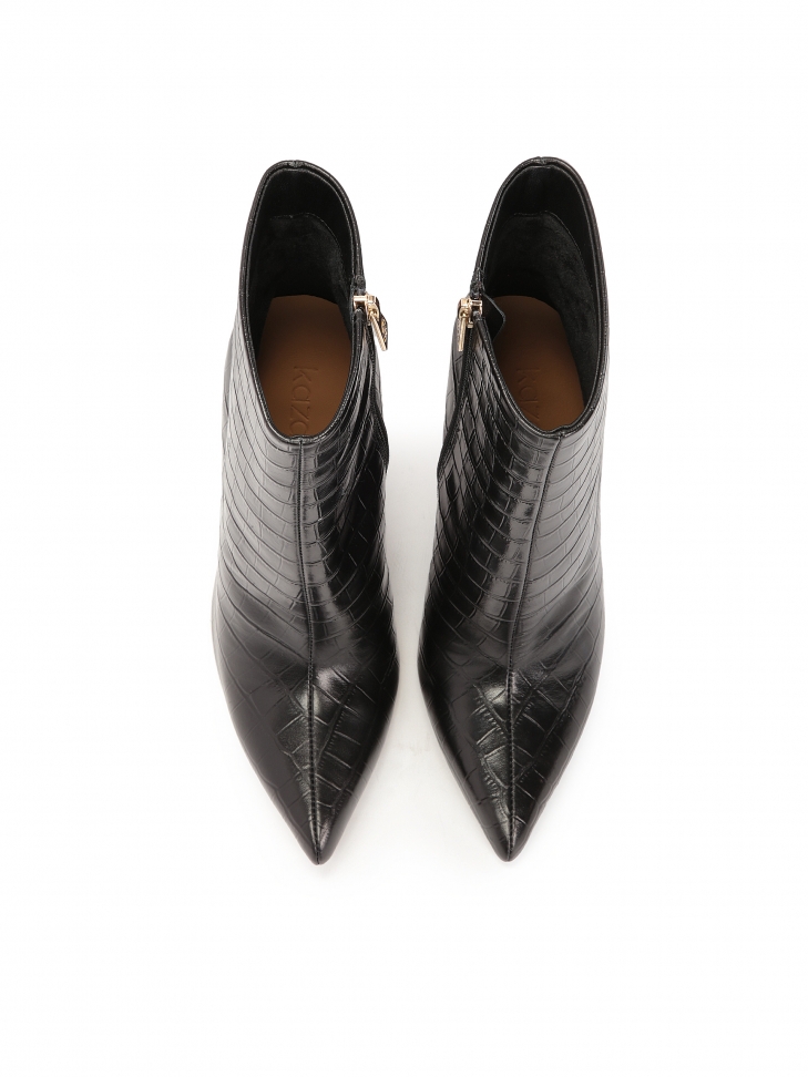 Eleganckie botki na wysokiej szpilce w krokodyli wzór  MAKANDA