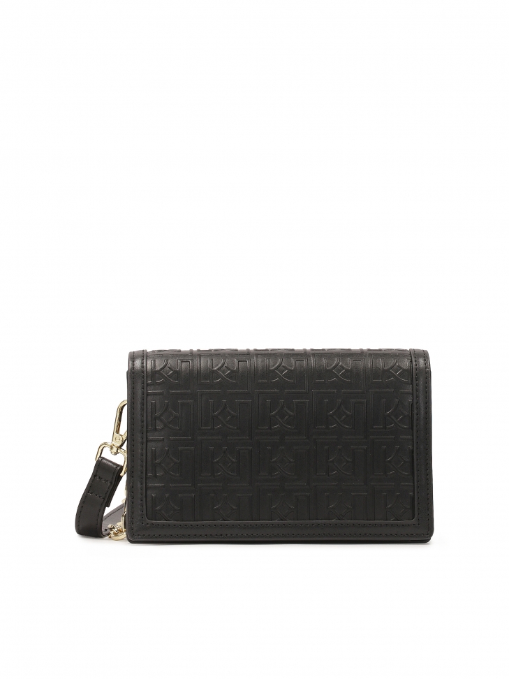 Czarna torebka w monogramy z paskiem i łańcuszkiem TIRIEL