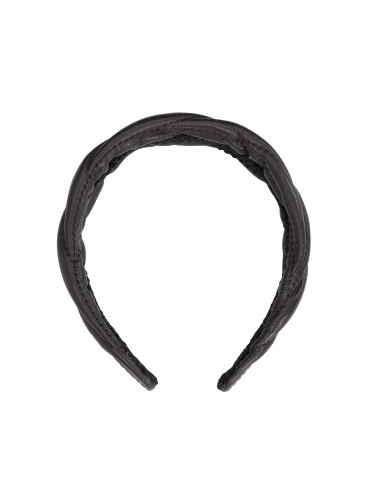 Czarna opaska do włosów ze skóry BURNETT