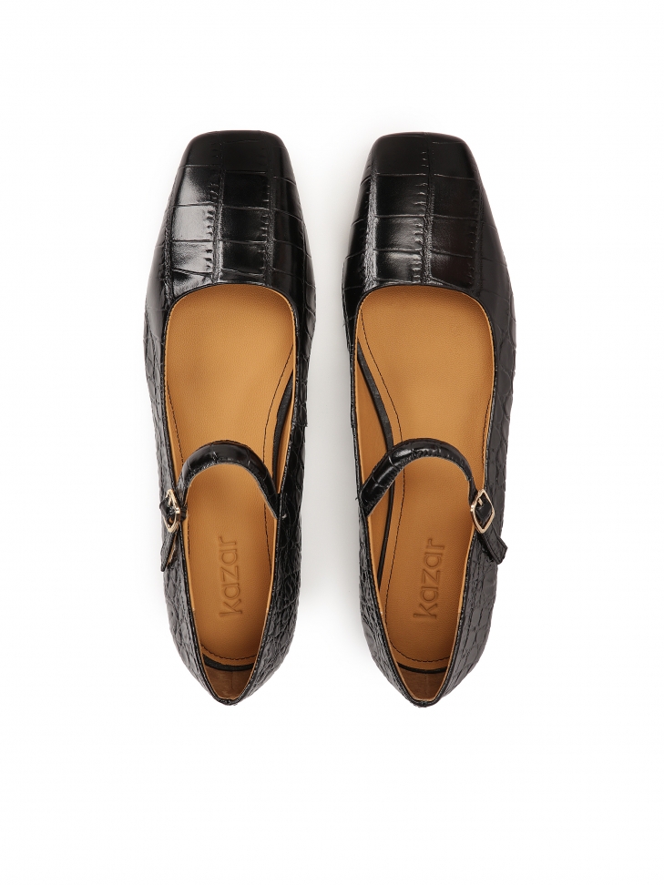 Czółenka na płaskiej podeszwie z tłoczonej skóry KANGELY