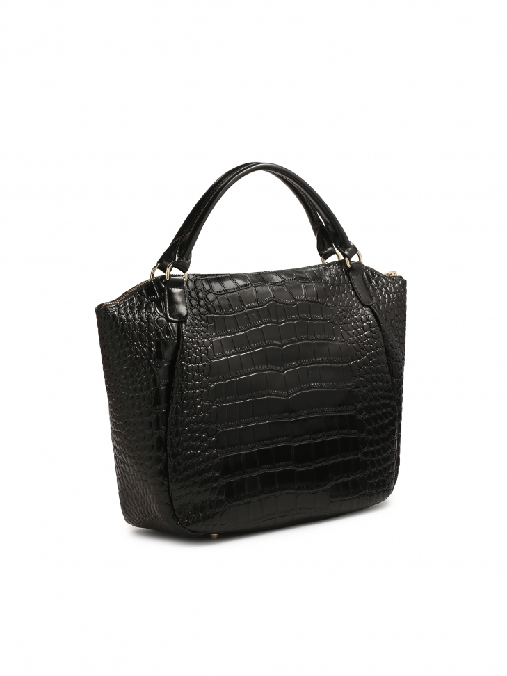 Czarna torebka z odpinanym paskiem w tłoczony wzór kroko IGA