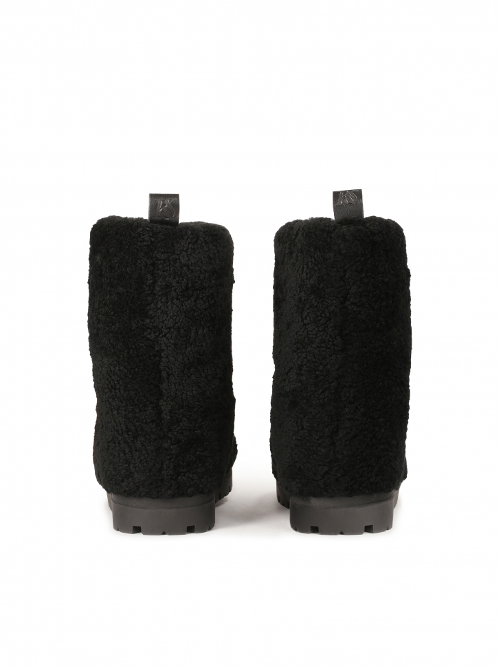 Czarne śniegowce z owczą wełną  KS IRIS