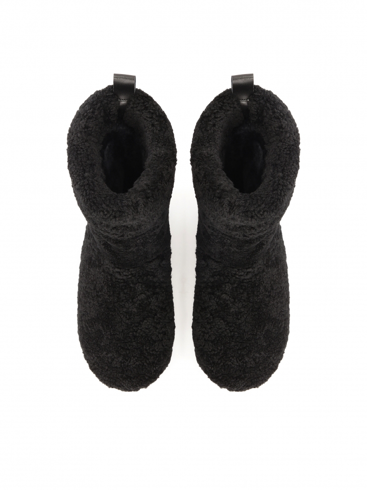 Czarne śniegowce z owczą wełną  KS IRIS