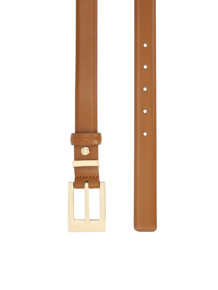 Wąski brązowy pasek z naturalnej skóry  AGUADA