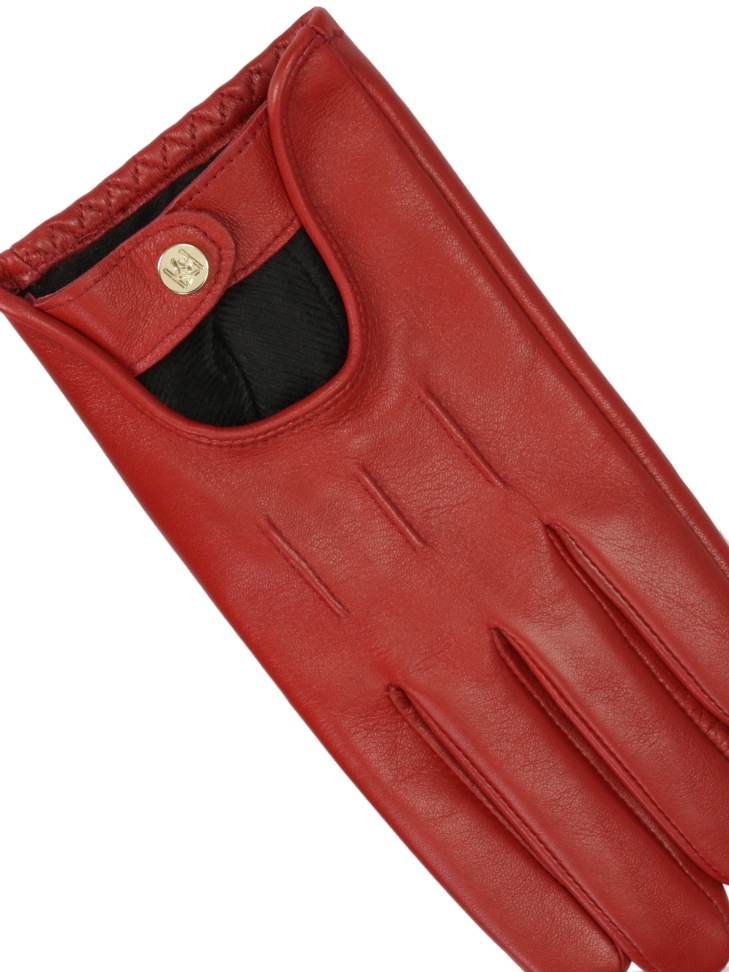 Czerwone skórzane rękawiczki z wycięciem  GALLIA