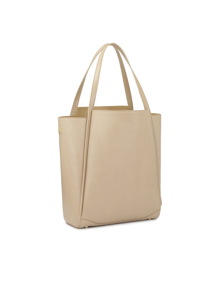 Duża kremowa torebka na ramię z dwoma uchwytami REYNA XL