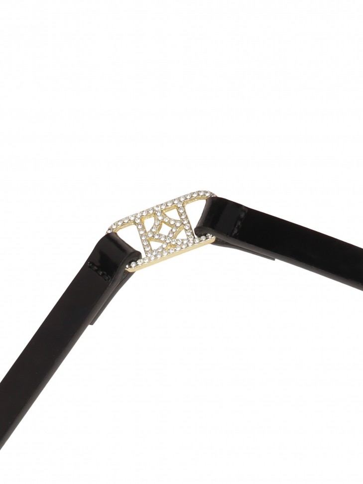 Wąski czarny pasek ze złotym łańcuchem AIKEN