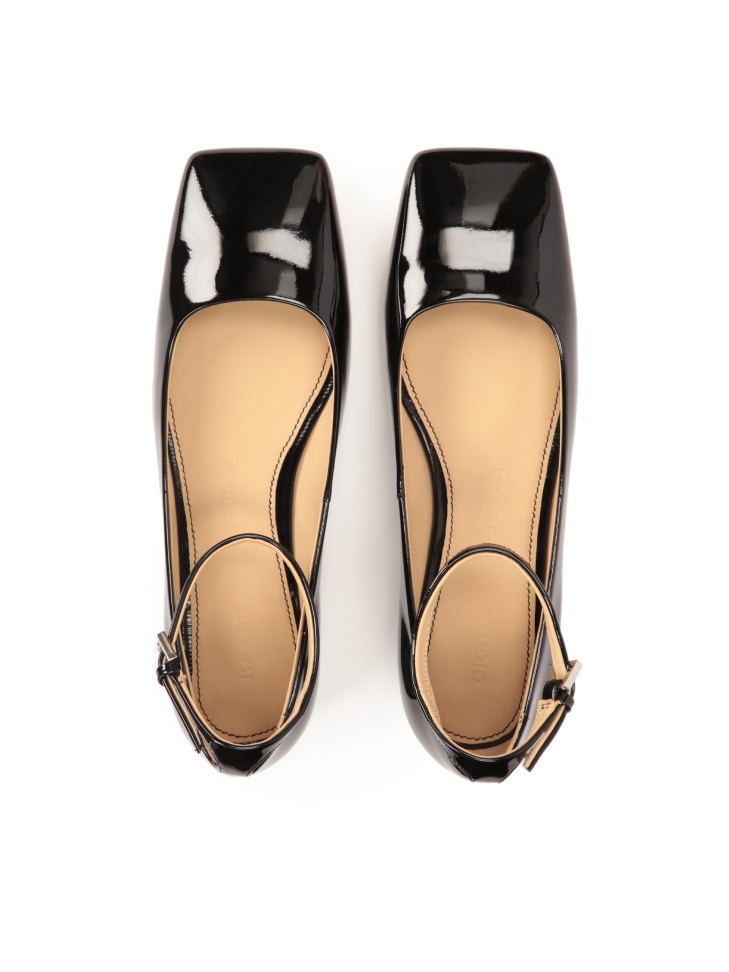 Czarne lakierowane czółenka w stylu Mary Jane HEIDI