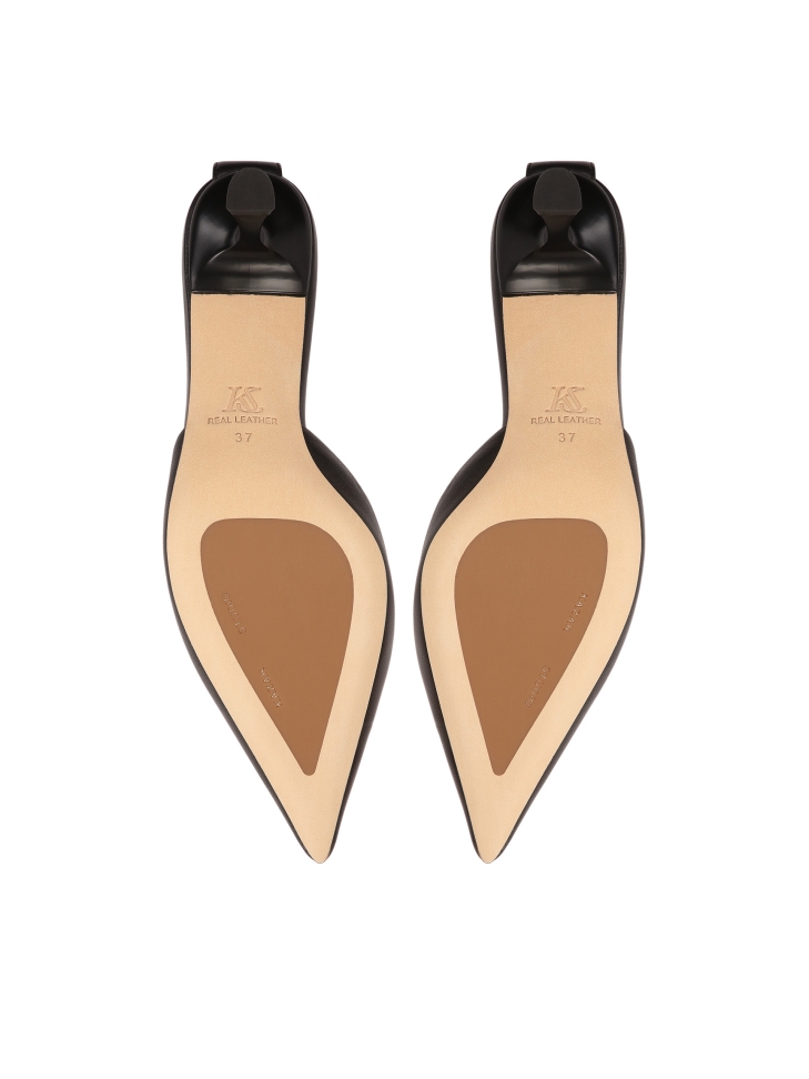 Czarne czółenka na obcasie z wyciętą cholewką FLARE