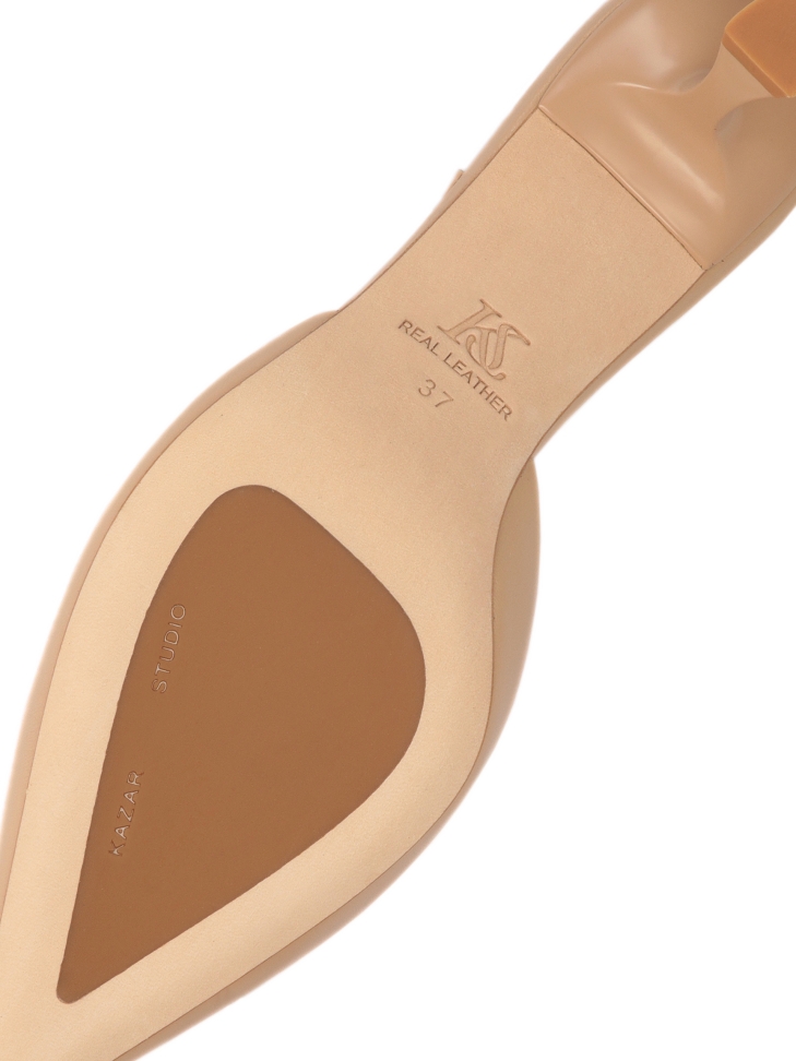 Półotwarte czółenka z beżowej skóry  FLARE