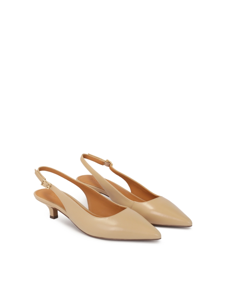 Skórzane beżowe czółenka kaczuszki IRIA