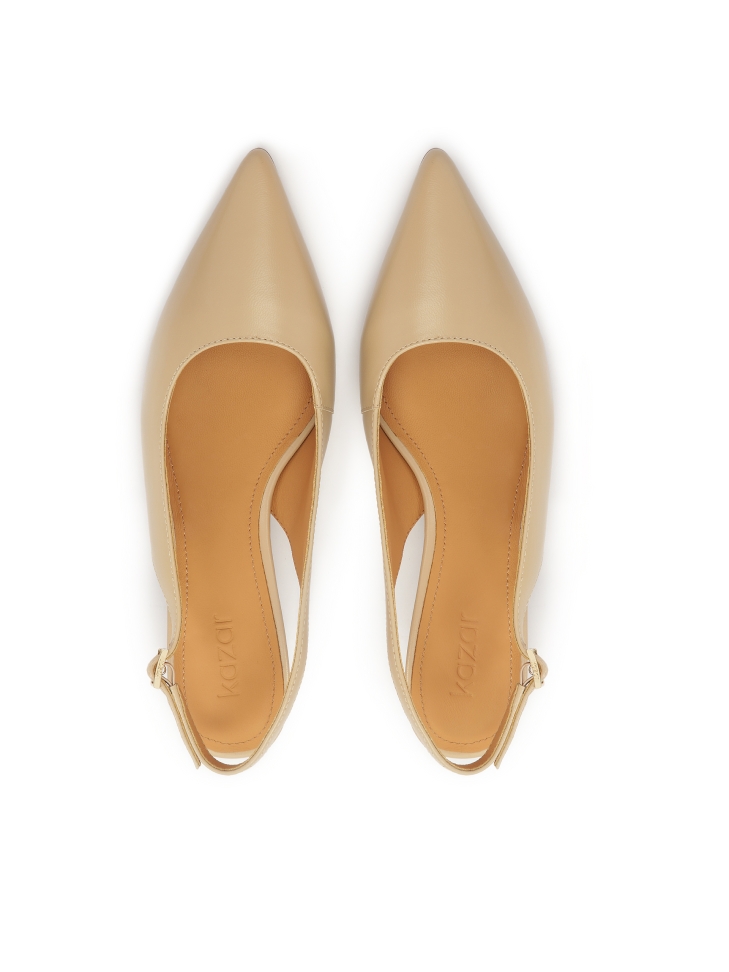 Skórzane beżowe czółenka kaczuszki IRIA