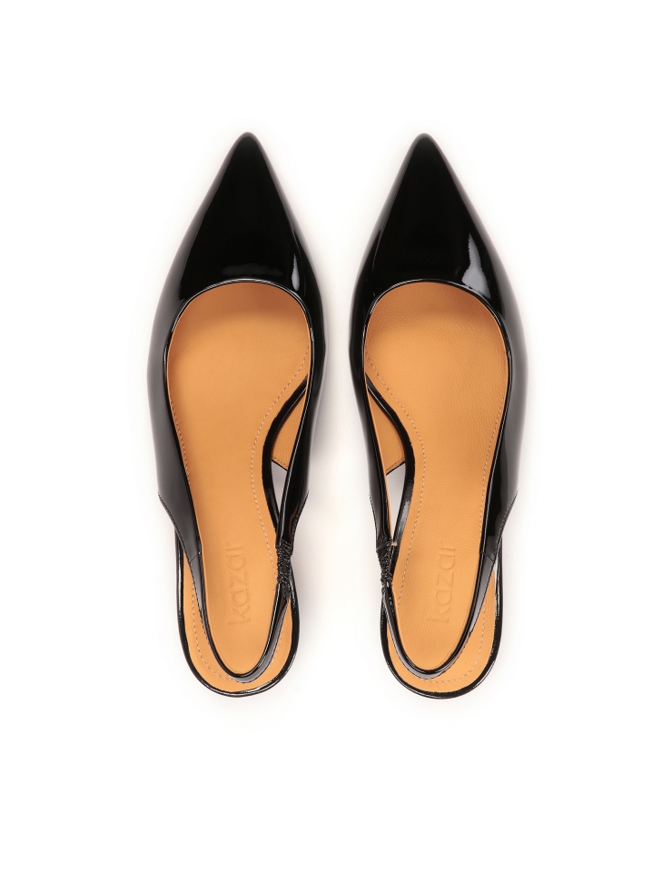 Lakierowane czarne czółenka na niskim obcasie  IRIA