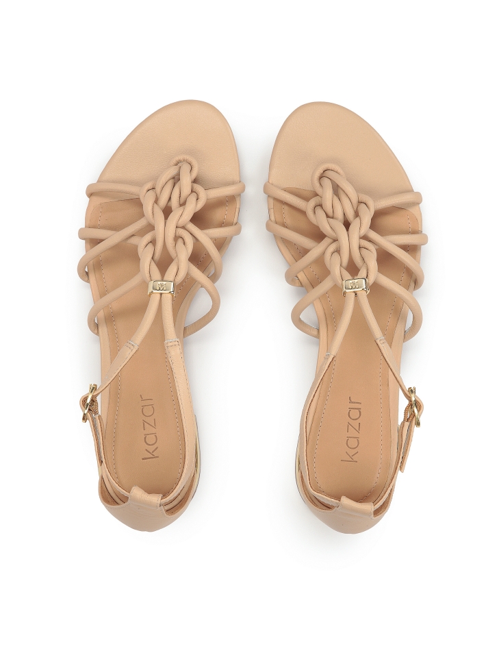 Beżowe płaskie sandały japonki MADDIE