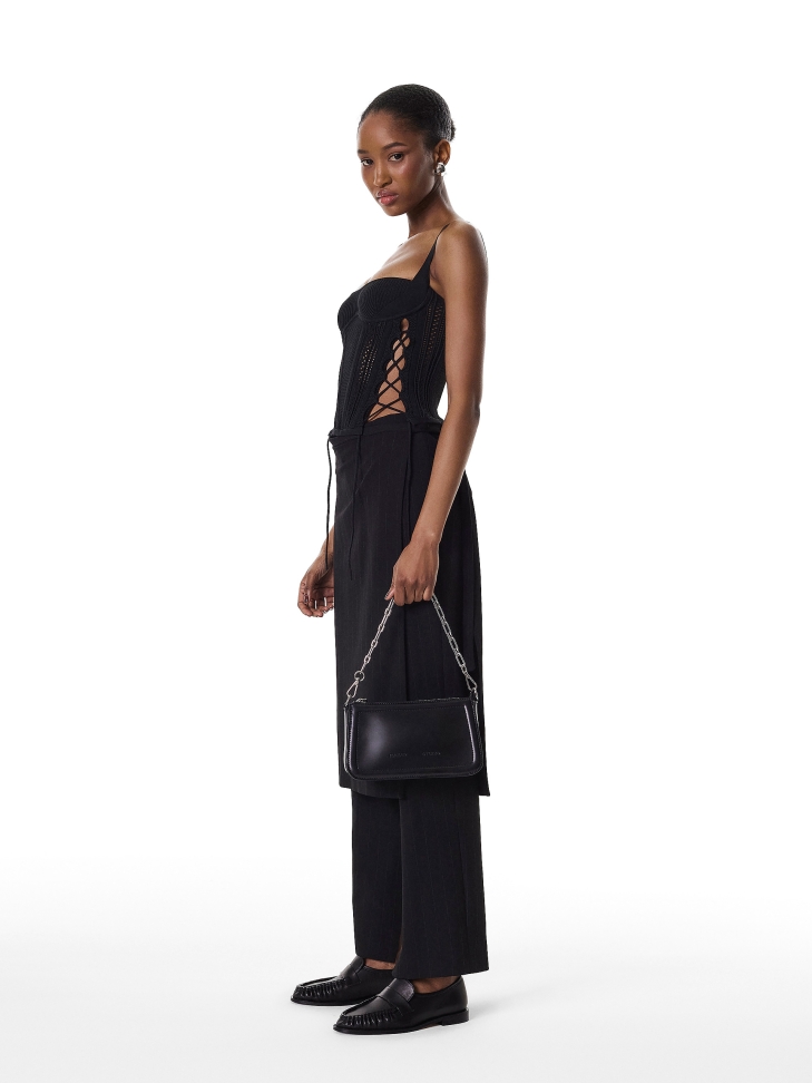 Czarne półbuty z efektownym marszczeniem na przodzie  KS OLZA