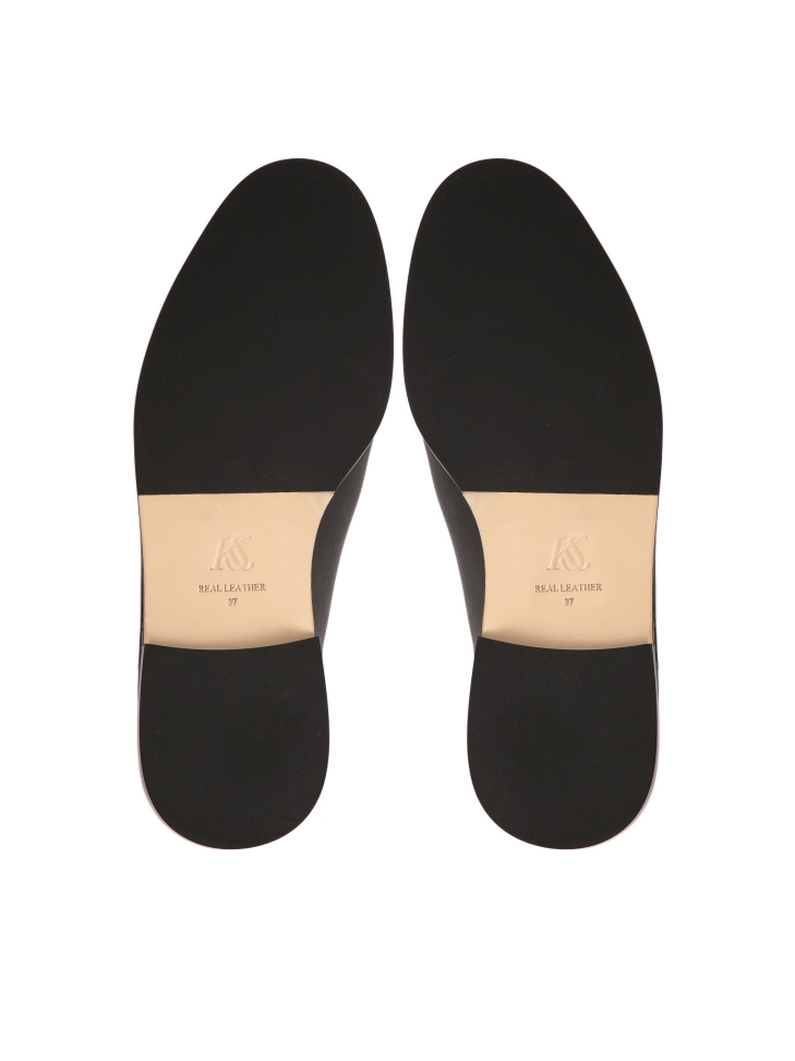 Czarne półbuty z efektownym marszczeniem na przodzie  KS OLZA