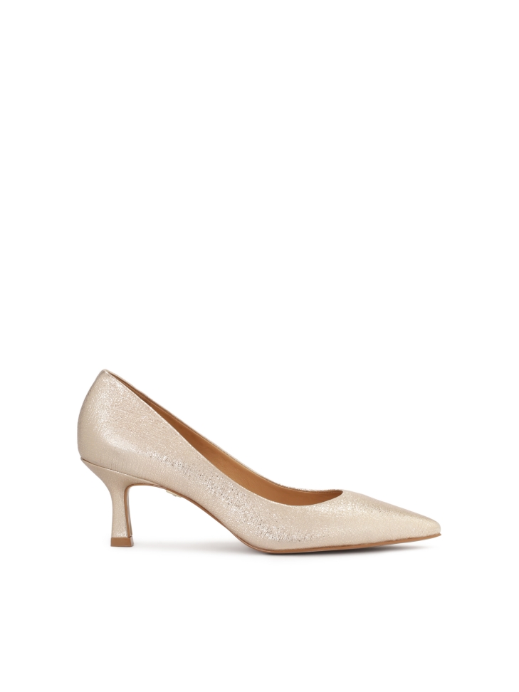 Czółenka ślubne z metalizowanej skóry STONE