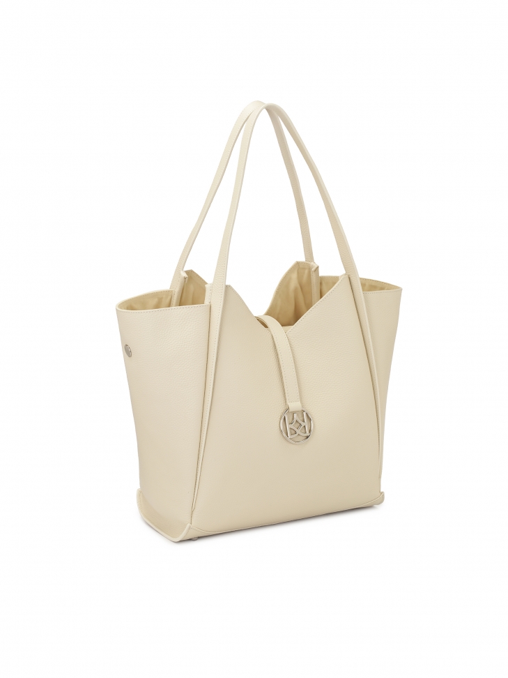 Duża kremowa torebka na ramię z wyjmowaną saszetką REYNA