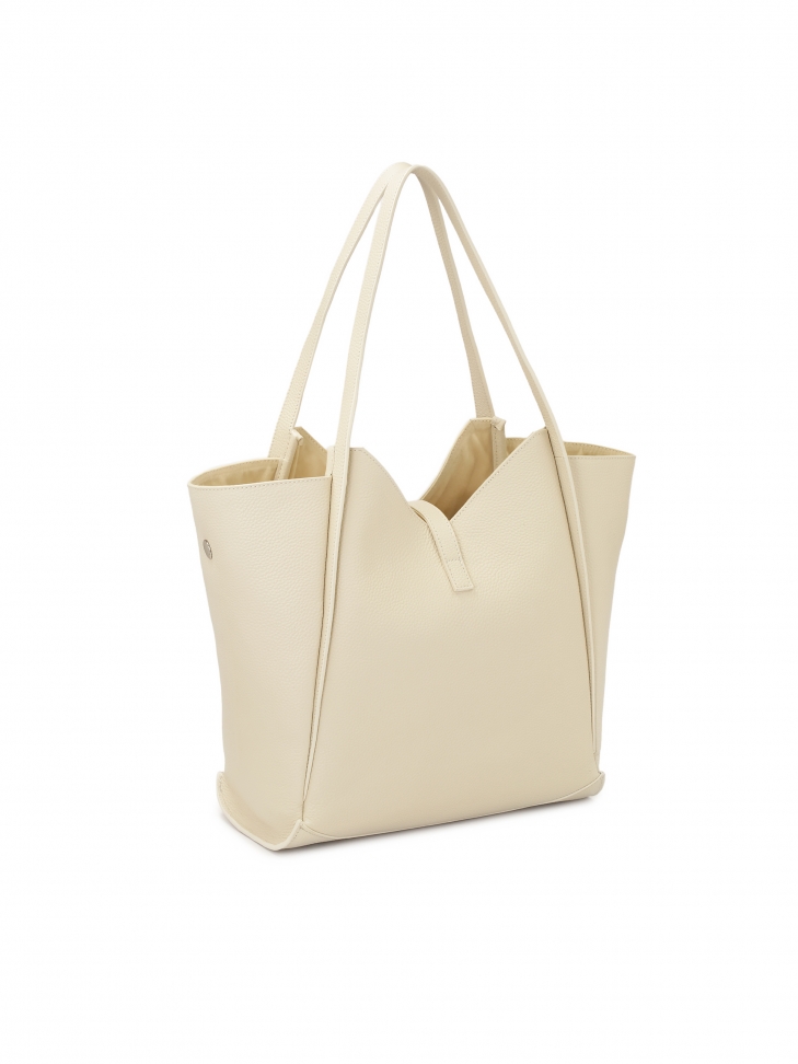 Duża kremowa torebka na ramię z wyjmowaną saszetką REYNA