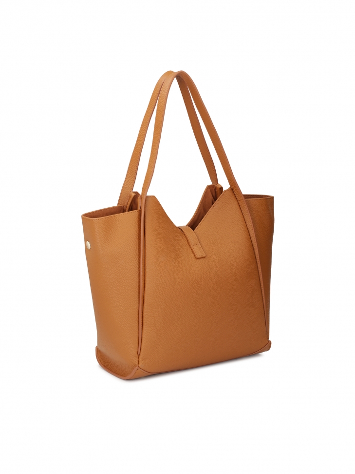 Jasnobrązowa torebka na ramię w kształcie trapezu REYNA