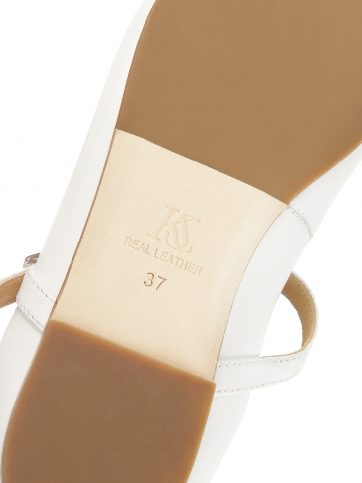 Białe baleriny skórzane z paskiem  LETICIA