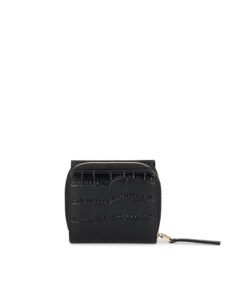 Portfel damski ze skóry tłoczonej w kolorze czerni AMALA