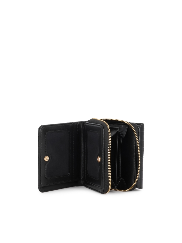 Portfel damski ze skóry tłoczonej w kolorze czerni AMALA