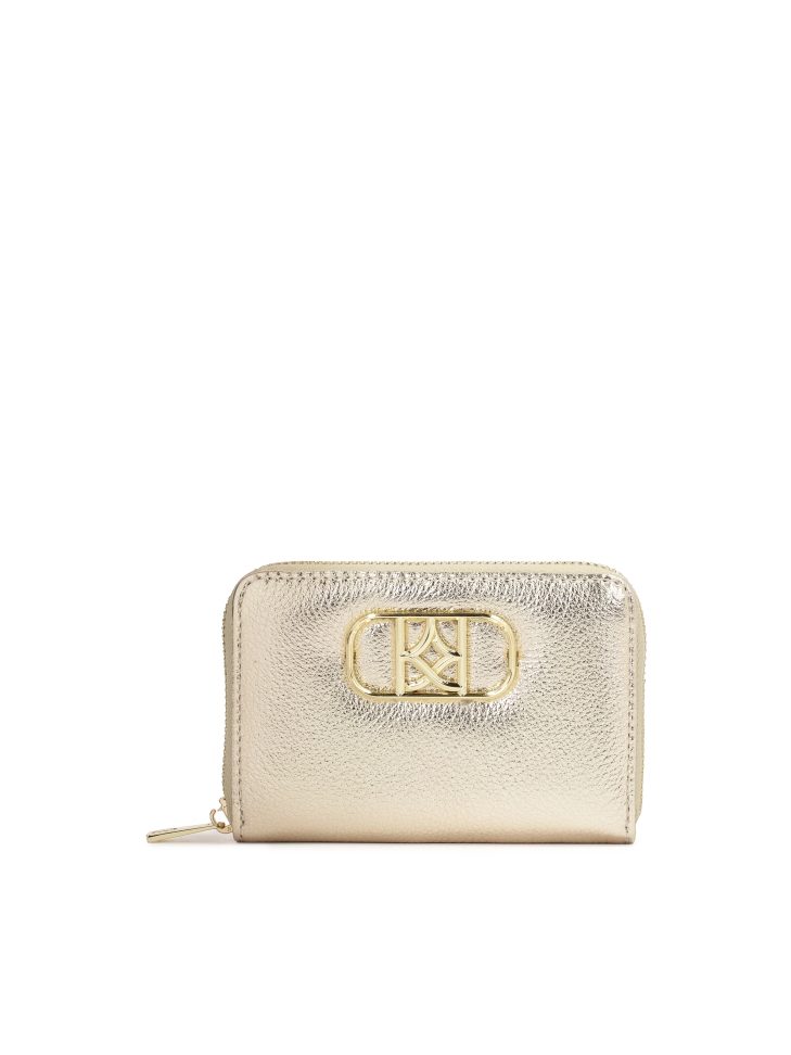 Kompaktowy portfel z metalizowanej skóry  CARO