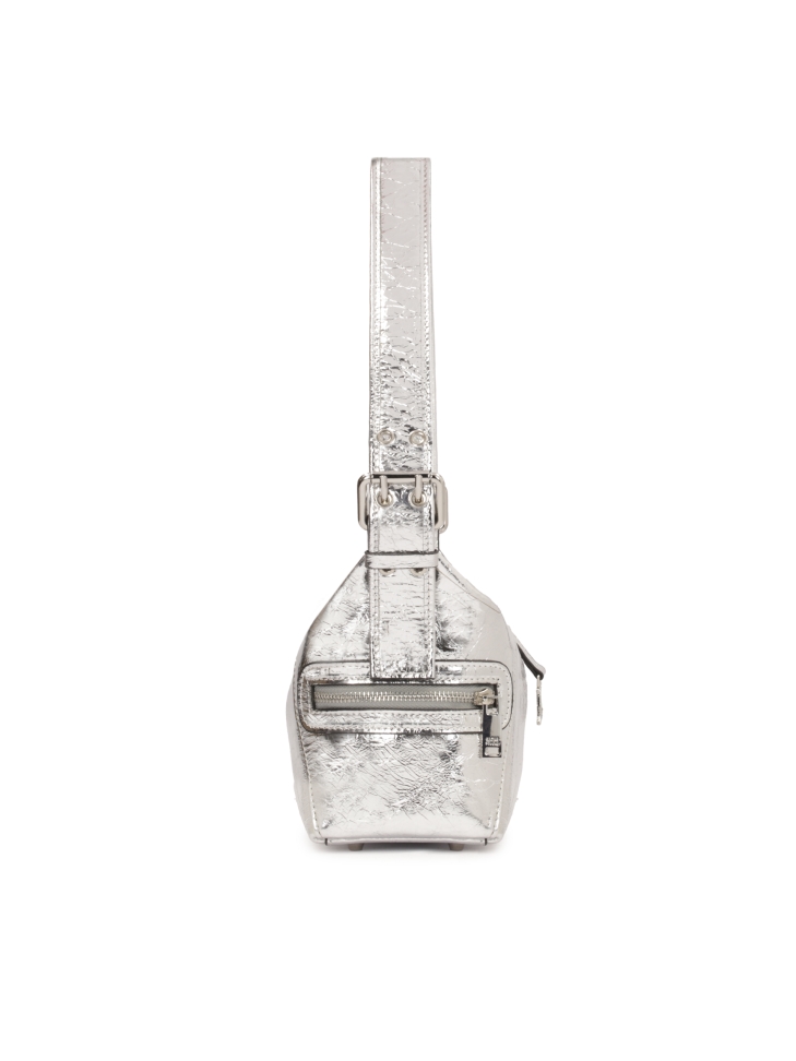 Srebrna torebka z metalizowanej skóry BRIANA