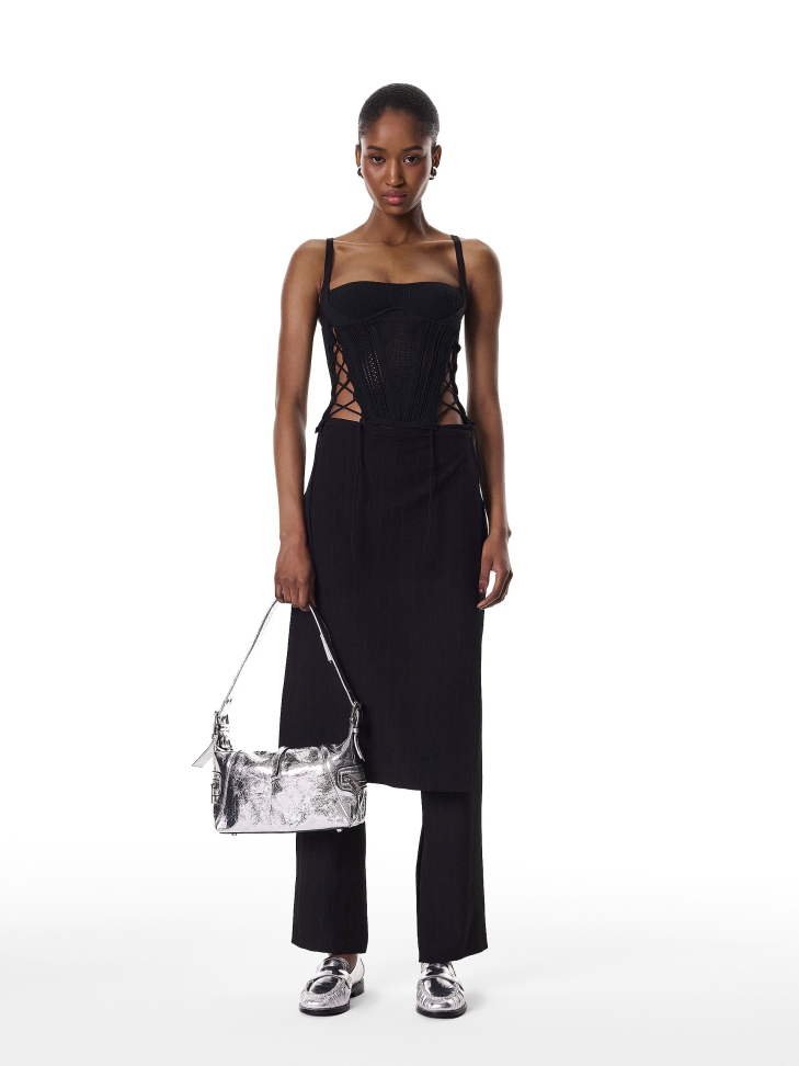 Srebrna torebka z metalizowanej skóry BRIANA