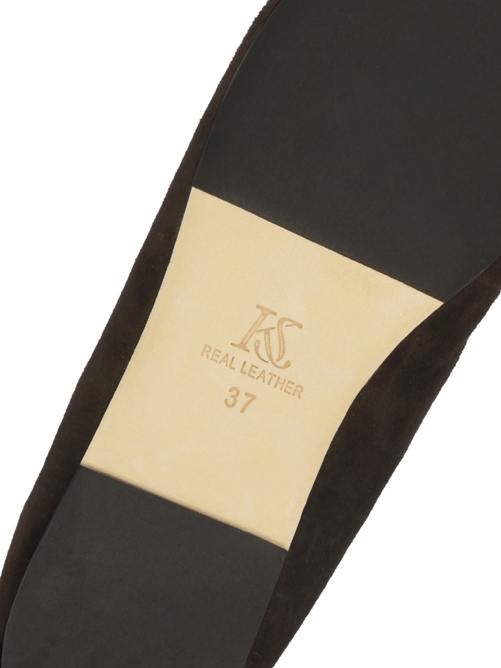 Zamszowe baleriny w kolorze czekoladowego brązu z wiązaniem KS AVRIL