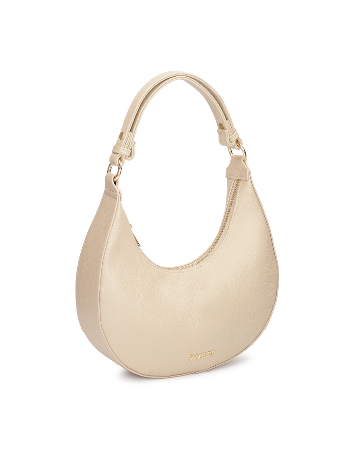 Beżowa torebka ze skóry o unikatowym kształcie  IVONY M