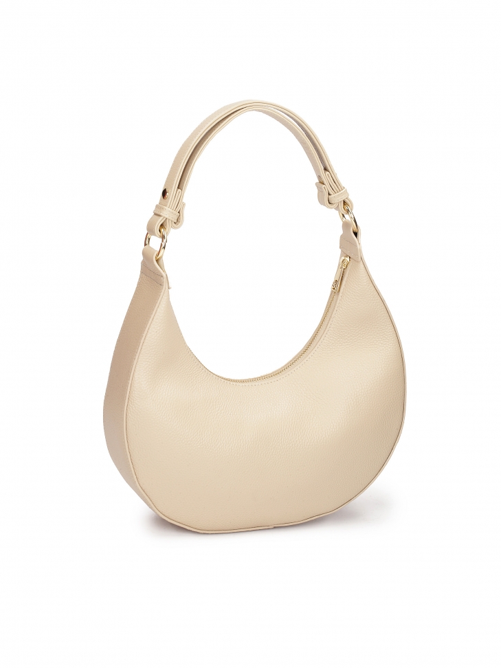 Beżowa torebka ze skóry o unikatowym kształcie  IVONY M