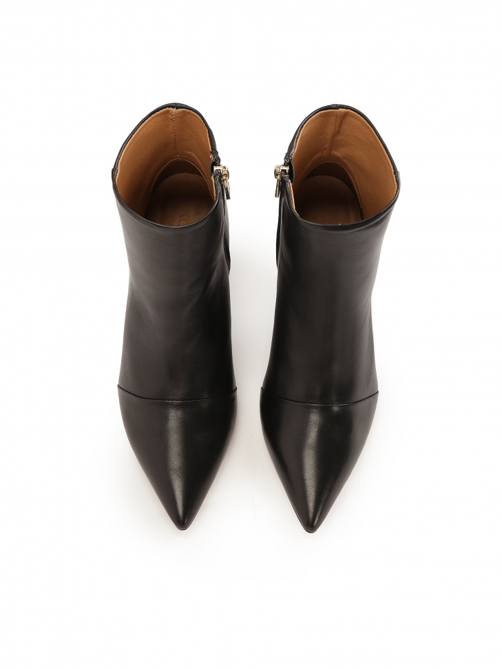 Czarne skórzane botki z kwadratowym obcasem ROWAN