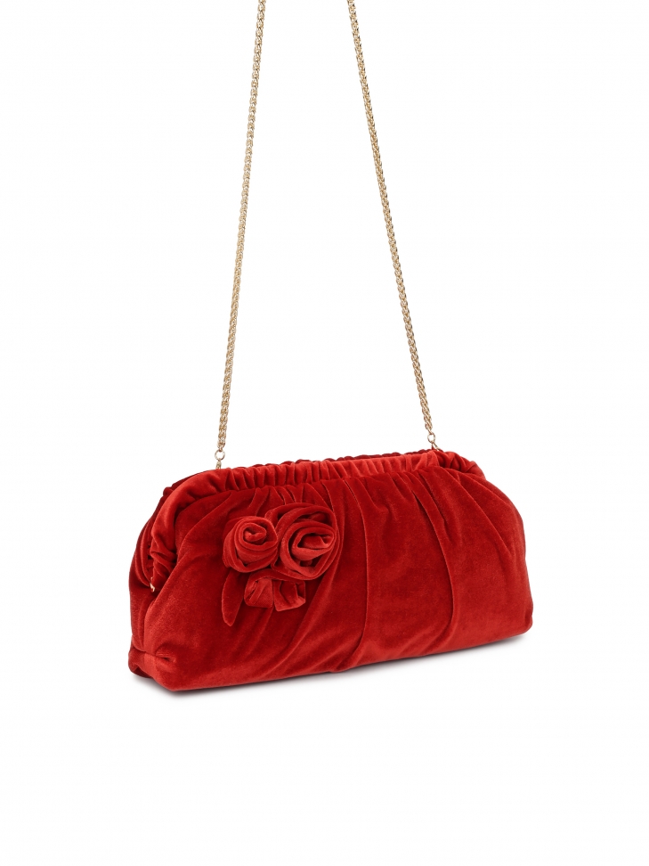 Czerwona torebka z tkaniny z dużymi kwiatami EVENING