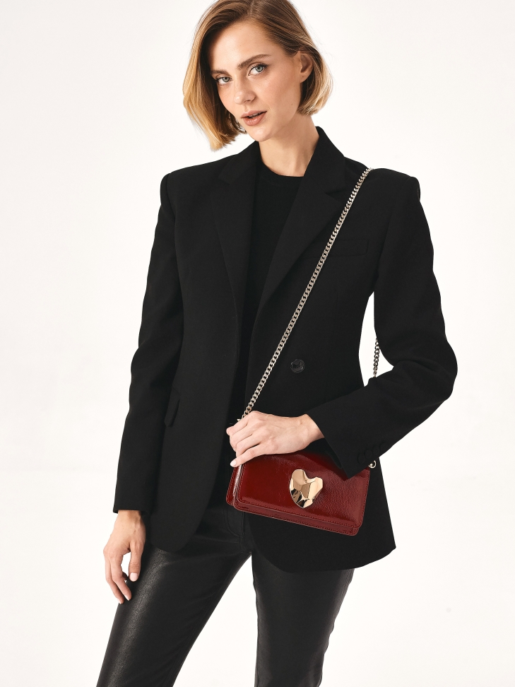 Bordowa torebka z marszczonej lakierowanej skóry POLI