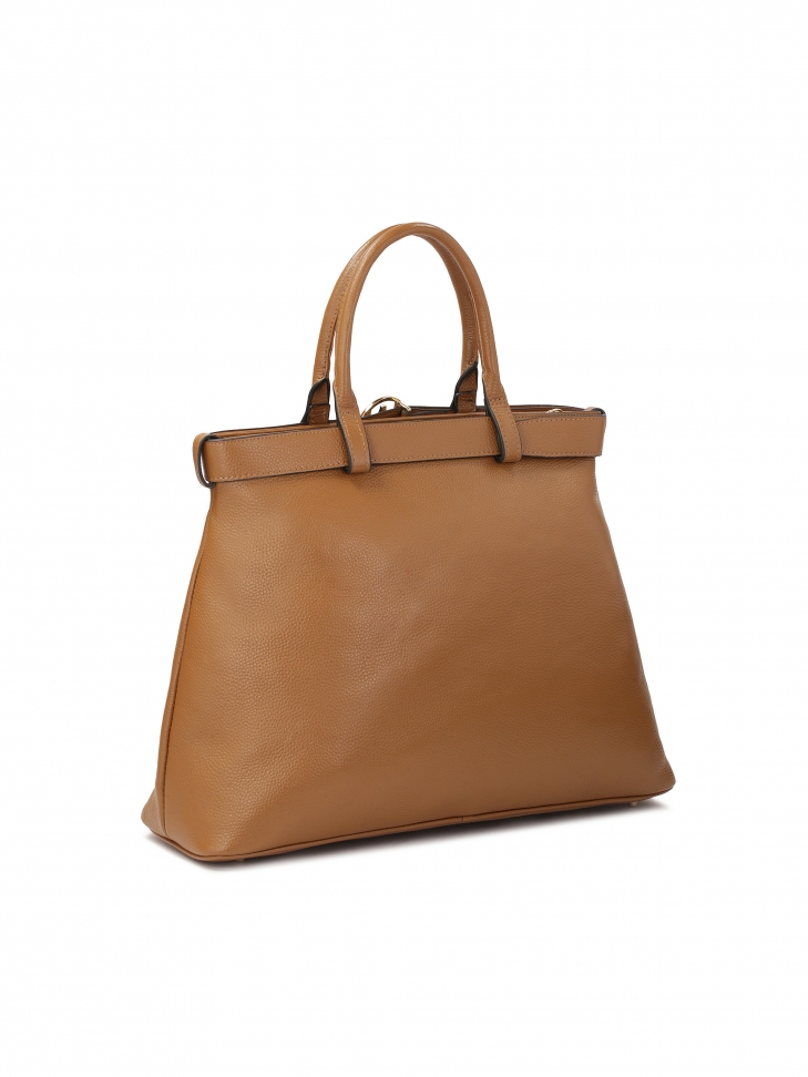 Jasnobrązowa torebka z paskiem z klamrą LILIE