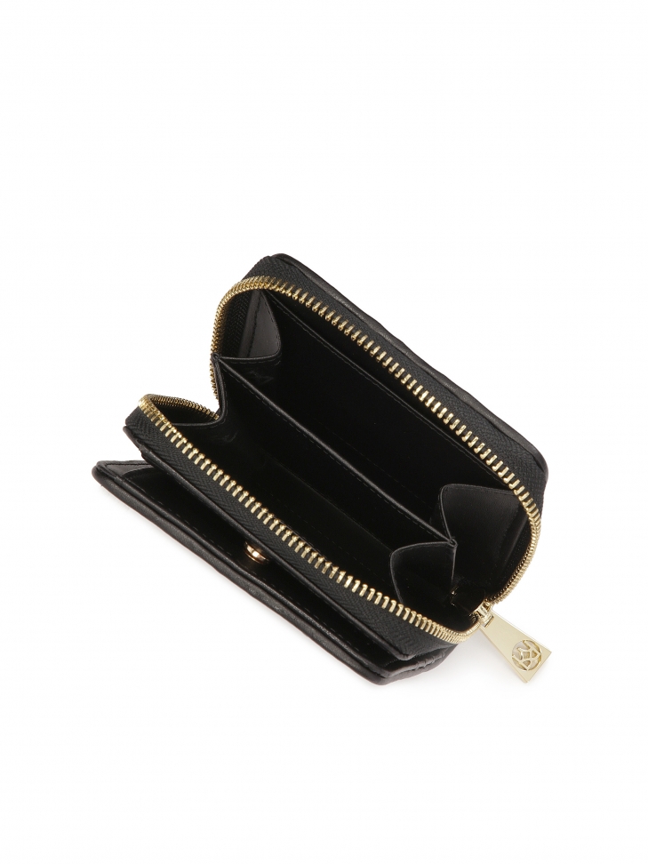 Mały pikowany portfel ze skóry z rozkładanymi klapami  AMALA