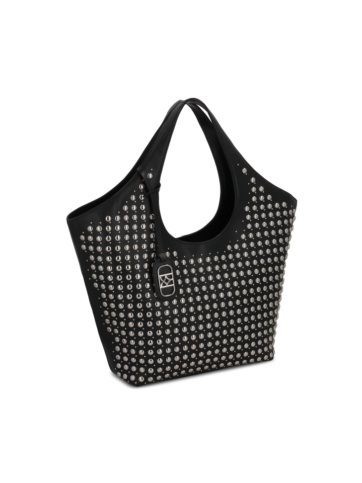 Elegancka torebka na ramię ze srebrnymi dżetami FOLA