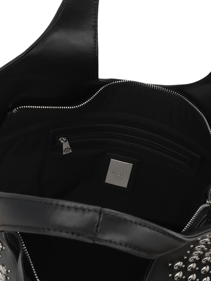 Elegancka torebka na ramię ze srebrnymi dżetami FOLA