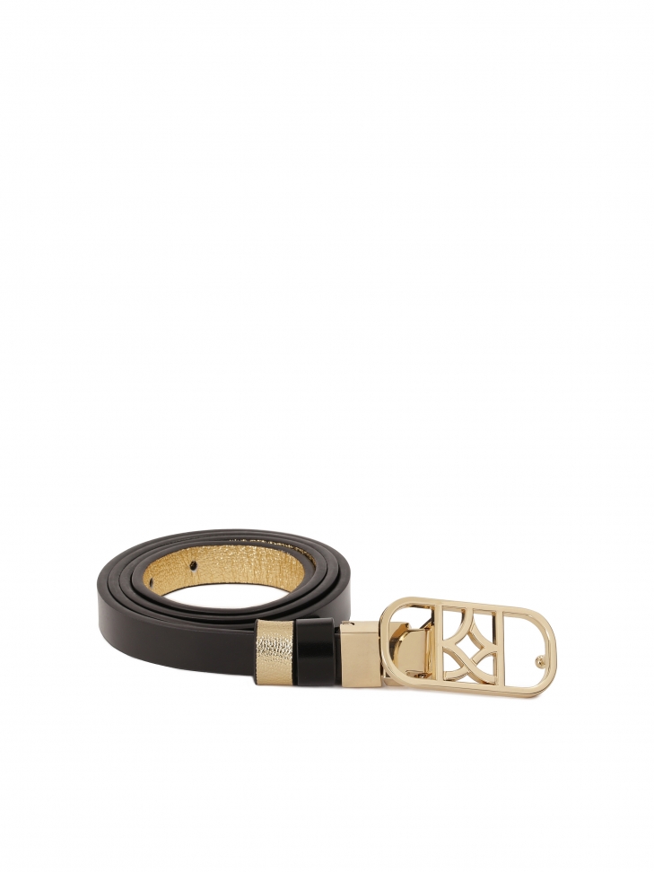 Wąski dwustronny pasek z ozdobną klamrą NOLLY