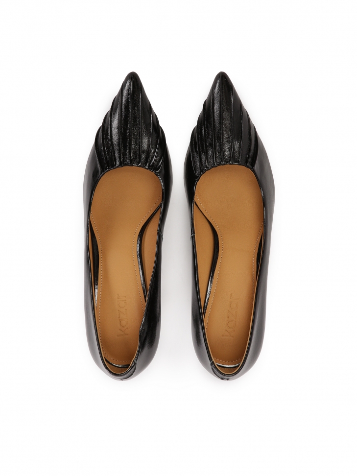 Czarne czółenka z marszczeniem KIMME