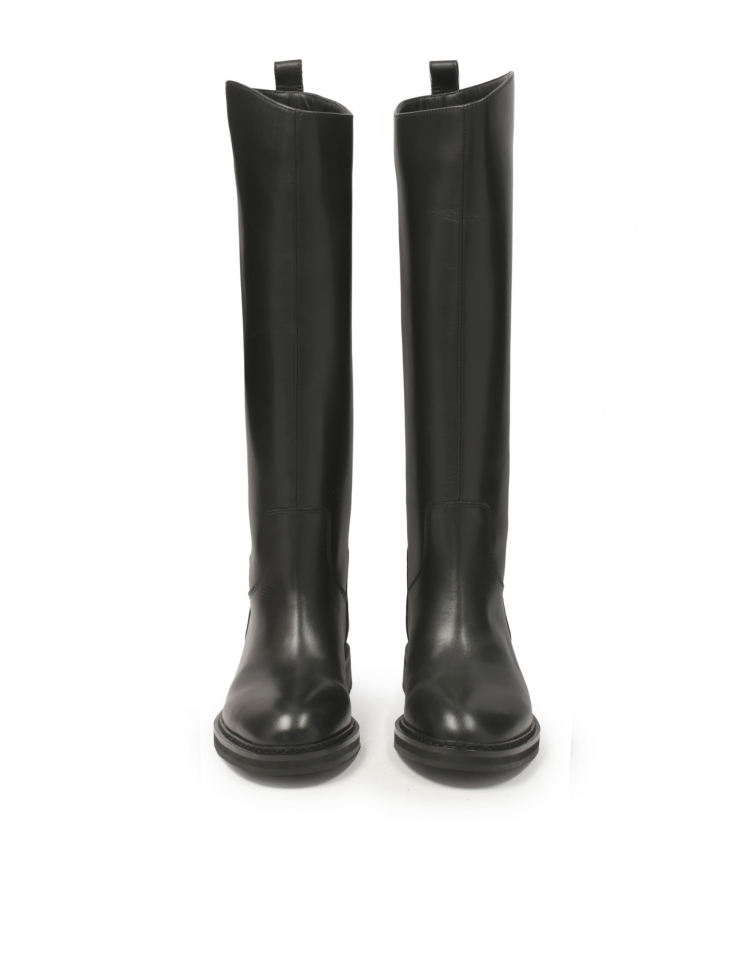 Wsuwane czarne kozaki na płaskiej podeszwie  ALME