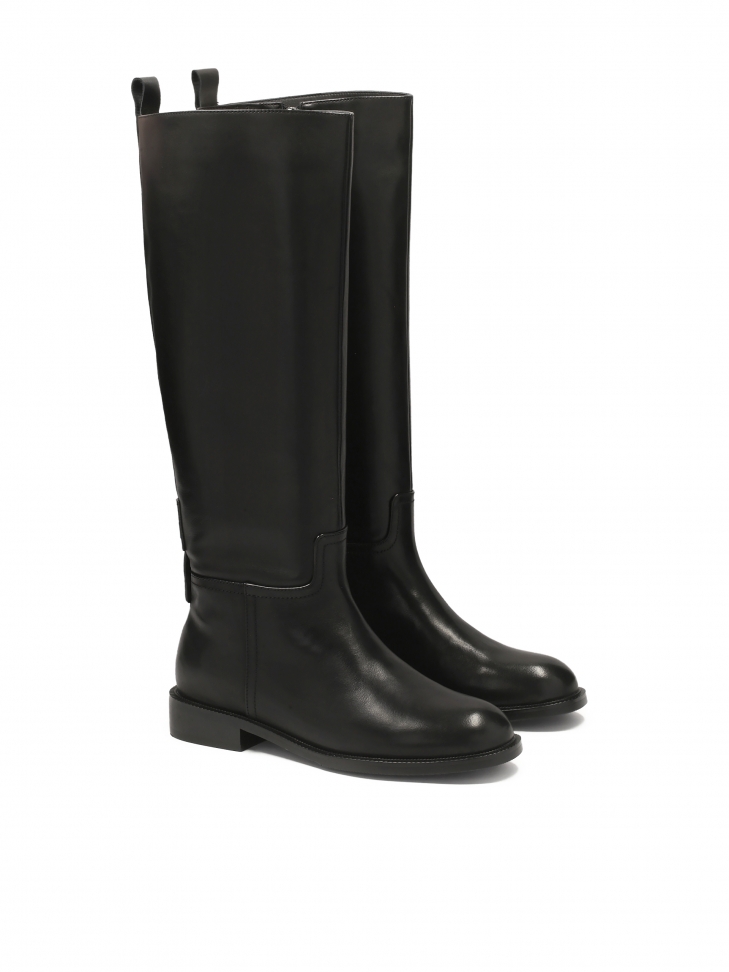 Klasyczne czarne kozaki na płaskiej podeszwie ROSEANE