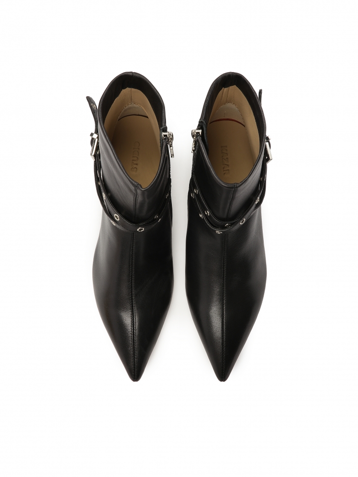 Skórzane botki na obcasie typu kaczuszka KS CLARIE