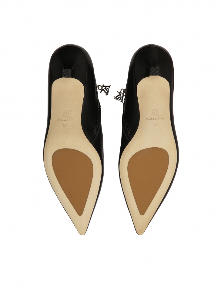 Skórzane botki na obcasie typu kaczuszka KS CLARIE