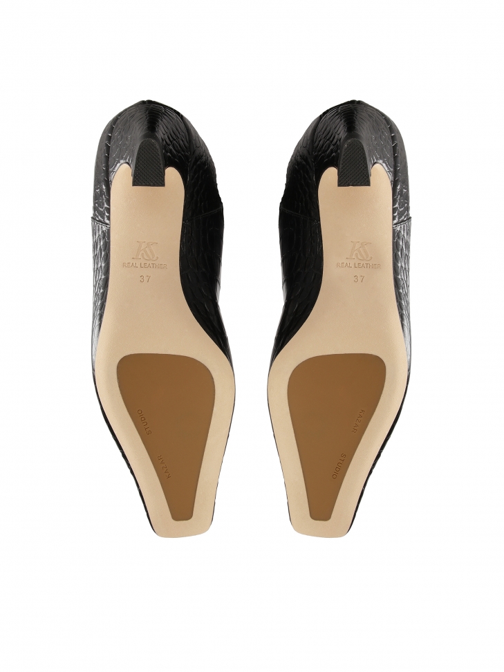 Czarne kozaki w zwierzęcy motyw na obcasie kitten heels KS KESLEY